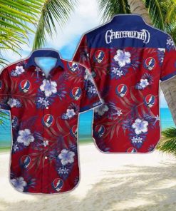 Grateful Dead Hibiscus Tropical Skull Blue Red 2024 Trendy Hawaiian Shirt