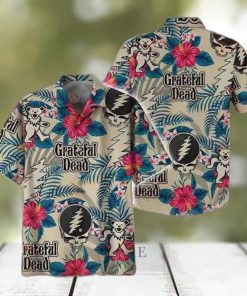 Grateful Dead Logo With Flower And Leaves Pattern 2024 Trendy Hawaiian Shirt