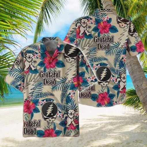 Grateful Dead Logo With Flower And Leaves Pattern 2024 Trendy Hawaiian Shirt