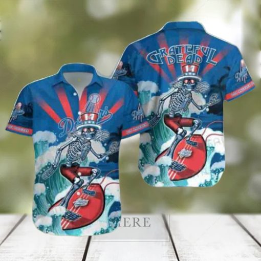 Grateful Dead Skeleton Surfing Los Angeles Dodgers 2024 Trendy Hawaiian Shirt