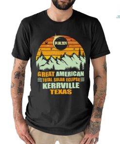 Great American Kerrville Texas Total Solar Eclipse 2024 Vintage Sunset Mountain T Shirt