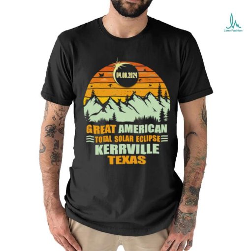 Great American Kerrville Texas Total Solar Eclipse 2024 Vintage Sunset Mountain T Shirt