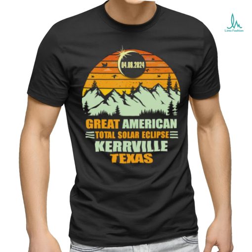 Great American Kerrville Texas Total Solar Eclipse 2024 Vintage Sunset Mountain T Shirt