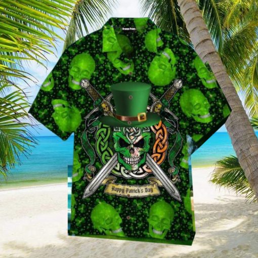 Green Skull Saint Patricks Day Aloha Hawaiian Shirt Impressive Gift Unisex