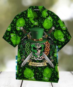 Green Skull Saint Patricks Day Aloha Hawaiian Shirt Impressive Gift Unisex