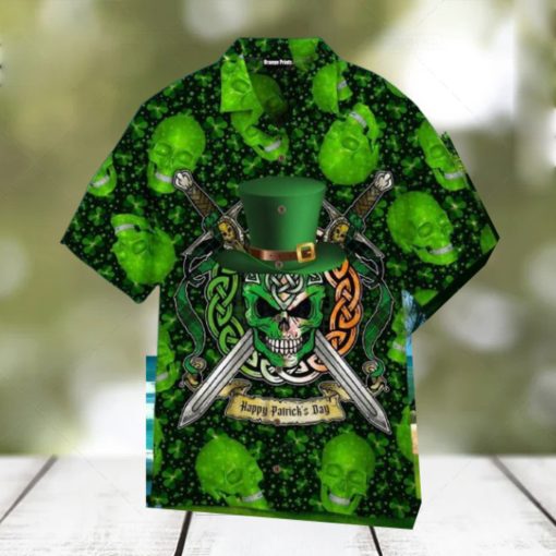 Green Skull Saint Patricks Day Aloha Hawaiian Shirt Impressive Gift Unisex