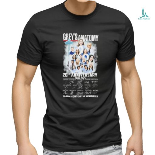 Grey’s Anatomy 20th Anniversary 2005 2025 Thank You For The Memories Signature Shirt