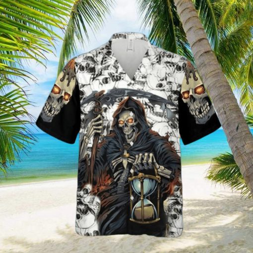 Grim Reaper Keeps Track Of Time Skull Hawaiian Shirt For Men Women