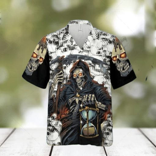 Grim Reaper Keeps Track Of Time Skull Hawaiian Shirt For Men Women