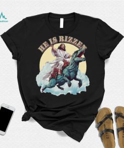 He Has Rizzen Jesus Riding A Dinosaur Funny Meme T Shirt