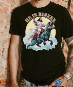 He Has Rizzen Jesus Riding A Dinosaur Funny Meme T Shirt