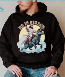 He Has Rizzen Jesus Riding A Dinosaur Funny Meme T Shirt
