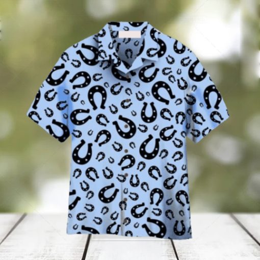 Horseshoes Light Blue Hawaiian Shirt