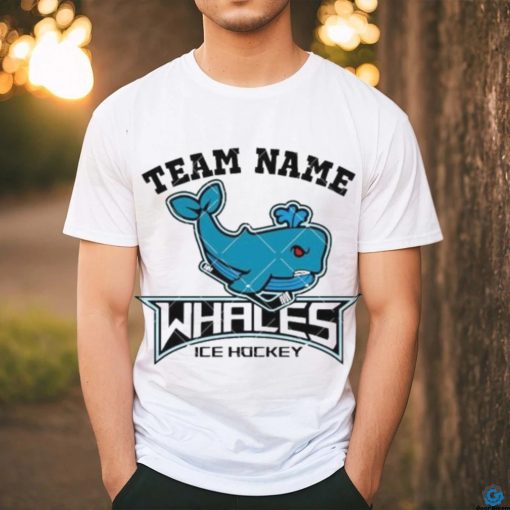Ice Hockey Mascot Whales Team Blue Whales School Sports shirt