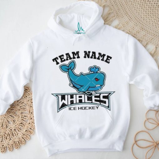 Ice Hockey Mascot Whales Team Blue Whales School Sports shirt