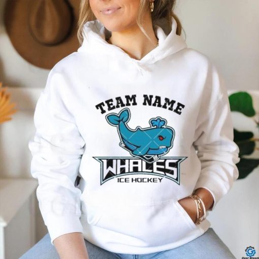 Ice Hockey Mascot Whales Team Blue Whales School Sports shirt