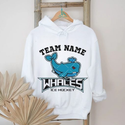 Ice Hockey Mascot Whales Team Blue Whales School Sports shirt