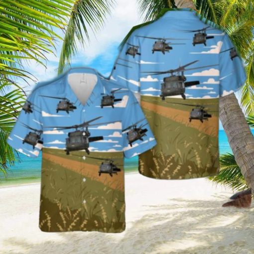 Illinois Army National Guard UH 60 Blackhawk Helicopter Hawaiian Shirt