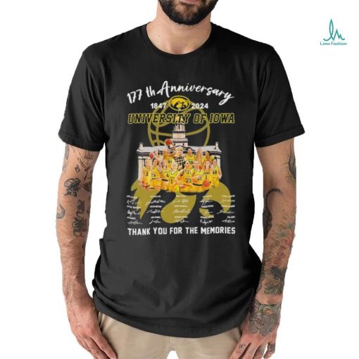 Iowa Hawkeyes 177th Anniversary 1847 2024 University of Iowa thank you for the memories signatures shirt