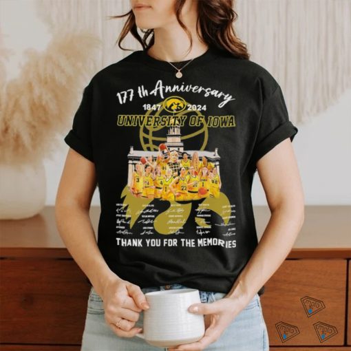Iowa Hawkeyes 177th Anniversary 1847 2024 University of Iowa thank you for the memories signatures shirt