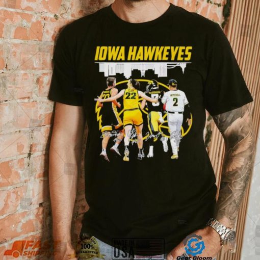 Iowa Hawkeyes Ben Krikke Caitlin Clark Cade McNamara Gable Mitchell signatures shirt