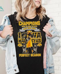 Iowa Hawkeyes Perfect Season mascot Champions Back to back to back 2022 2023 2024 signature shirt