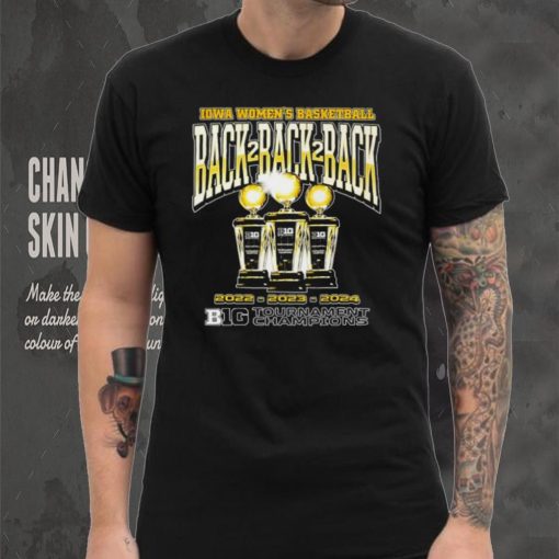 Iowa women’s basketball back 2 back 2 back 2022 2023 2024 Big Ten Tournament Champions logo shirt