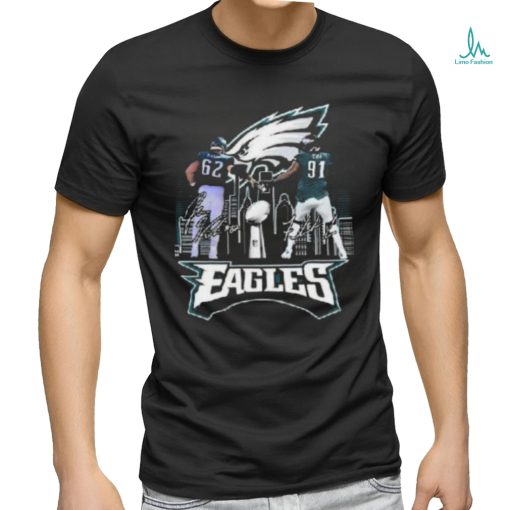 Jason Kelce And Fletcher Cox Philadelphia Eagles Skyline Signatures Shirt