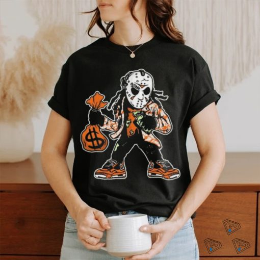 Jason Voorhees wear jordan 5 and holding money bag vector shirt