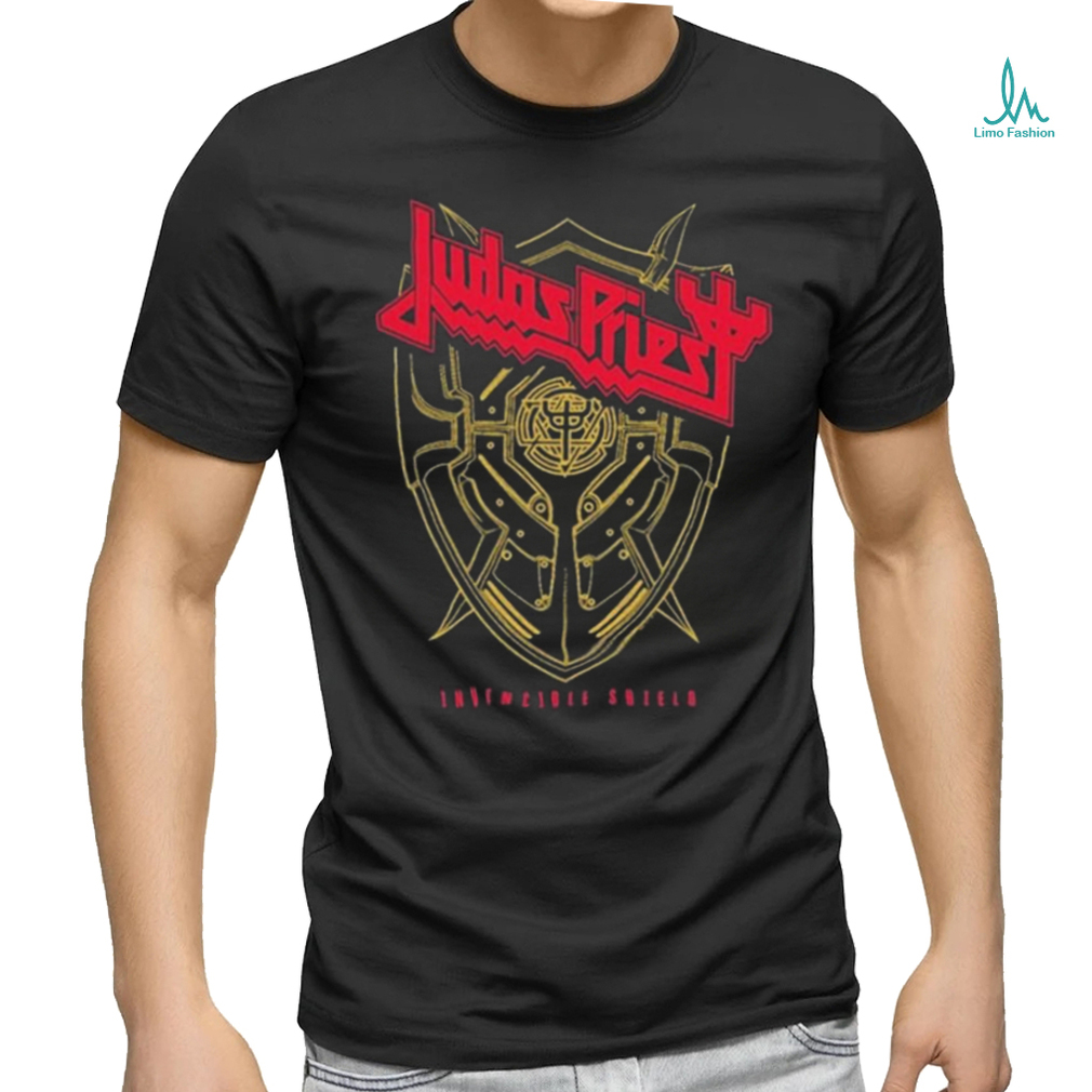 Judas Priest Red And Gold Invincible Shield Shirt Judas Priest Red And Gold Invincible Shield Shirt