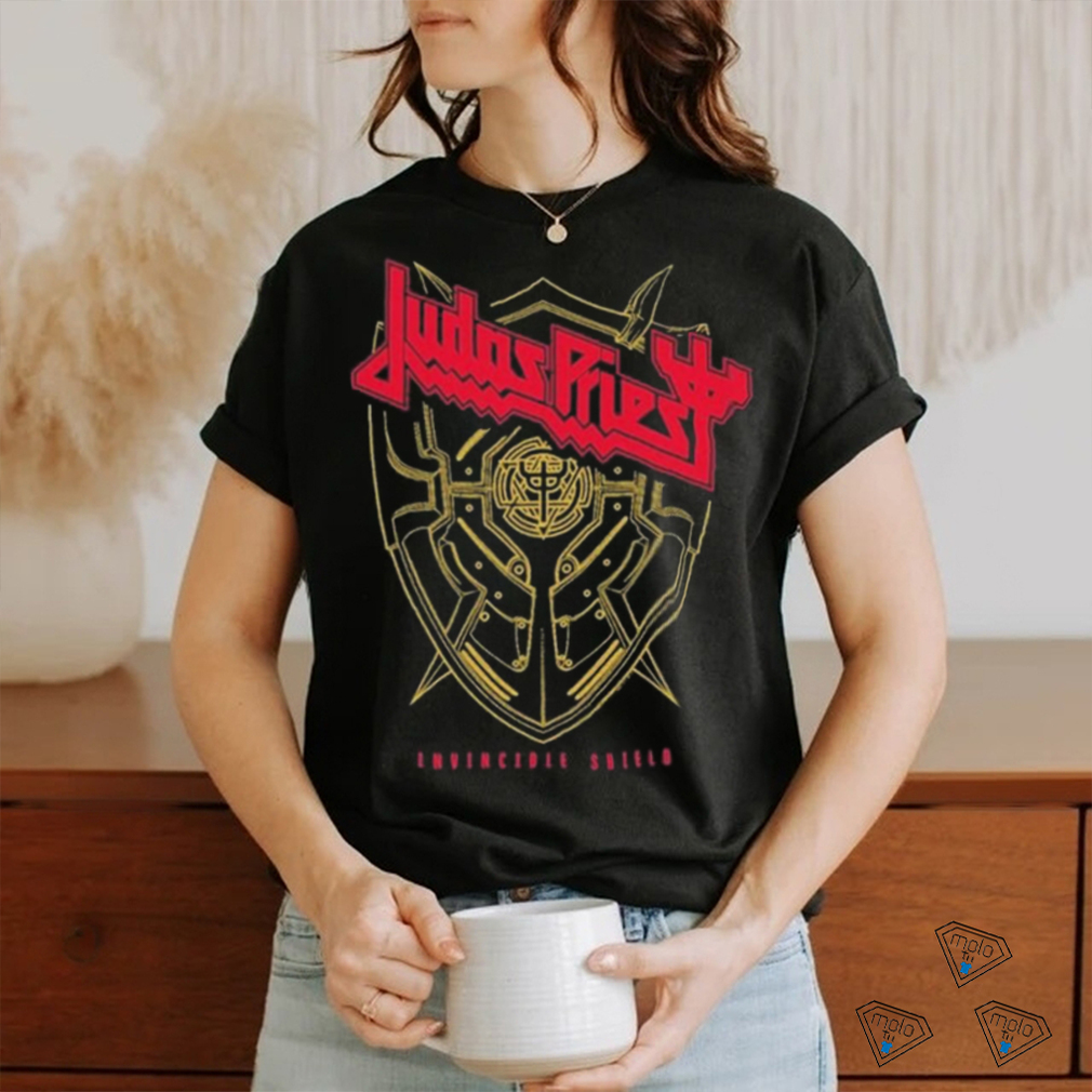 Judas Priest Red And Gold Invincible Shield Shirt Judas Priest Red And Gold Invincible Shield Shirt
