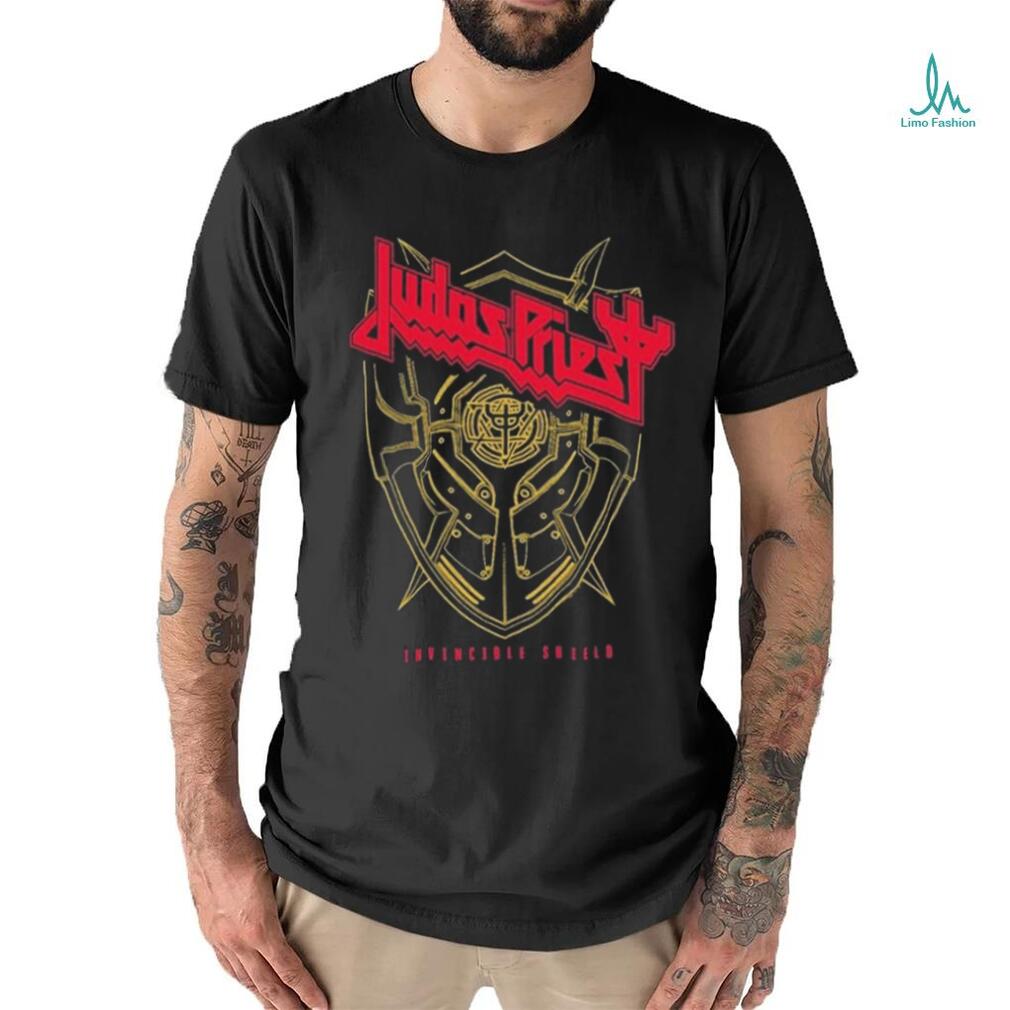 Judas Priest Red And Gold Invincible Shield Shirt Judas Priest Red And Gold Invincible Shield Shirt