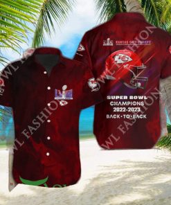 Kansas City Chiefs Red LVIII Super Bowl Back to Back hawaiian shirt