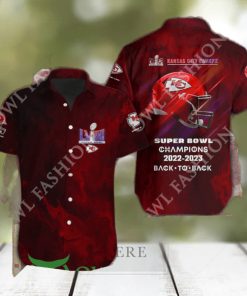 Kansas City Chiefs Red LVIII Super Bowl Back to Back hawaiian shirt