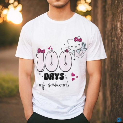 Kawaii Kitty angel 100 Days Of School heart shirt