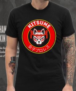 Kitsune professional wrestler logo cartoon shirt
