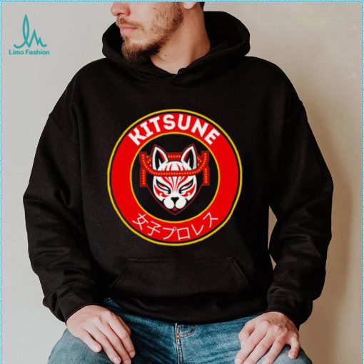 Kitsune professional wrestler logo cartoon shirt