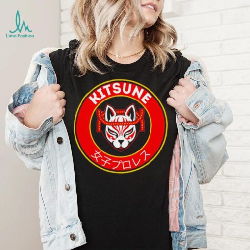 Kitsune professional wrestler logo cartoon shirt
