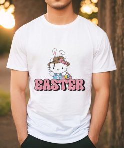 Kitty wearing hat Easter holding a basket of eggs shirt