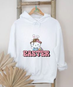 Kitty wearing hat Easter holding a basket of eggs shirt