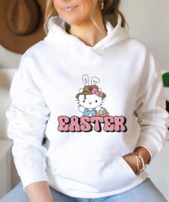 Kitty wearing hat Easter holding a basket of eggs shirt