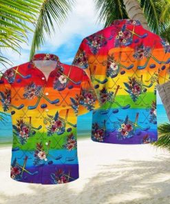 LGBT Proud Hockey Flowers Tropical Hawaiian Shirt For Hockey Lover