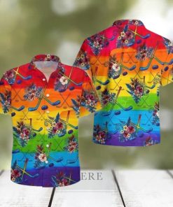 LGBT Proud Hockey Flowers Tropical Hawaiian Shirt For Hockey Lover