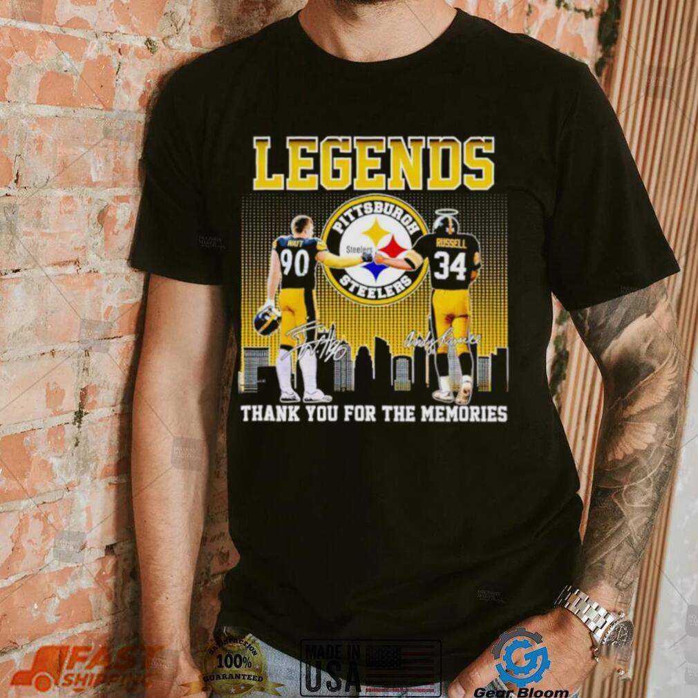 Legends T. J Watt and Andy Russell thank you for the memories shirt Legends T. J Watt and Andy Russell thank you for the memories shirt