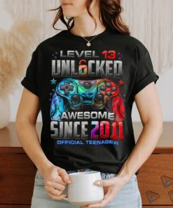 Level 13 Unlocked Awesome Since 2011 13th Birthday Gaming T Shirt