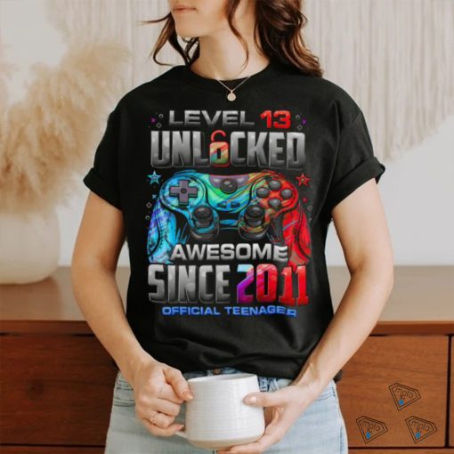 Level 13 Unlocked Awesome Since 2011 13th Birthday Gaming T Shirt