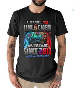 Level 13 Unlocked Awesome Since 2011 13th Birthday Gaming T Shirt
