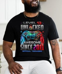 Level 13 Unlocked Awesome Since 2011 13th Birthday Gaming T Shirt