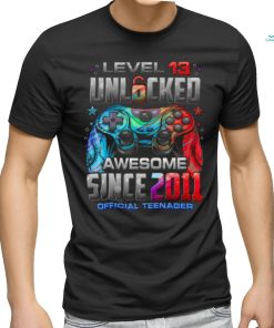 Level 13 Unlocked Awesome Since 2011 13th Birthday Gaming T Shirt