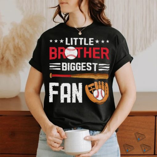 Little Brother Biggest Fan Baseball Family Stars T Shirt